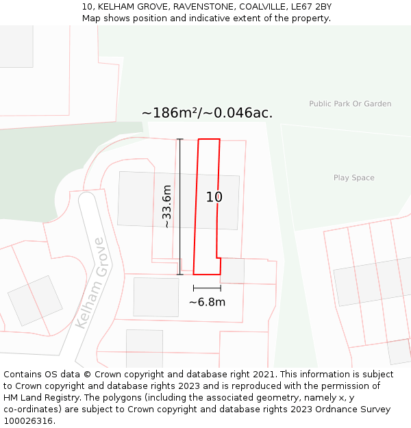 10, KELHAM GROVE, RAVENSTONE, COALVILLE, LE67 2BY: Plot and title map