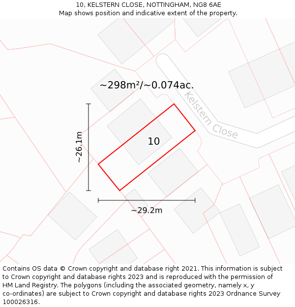 10, KELSTERN CLOSE, NOTTINGHAM, NG8 6AE: Plot and title map
