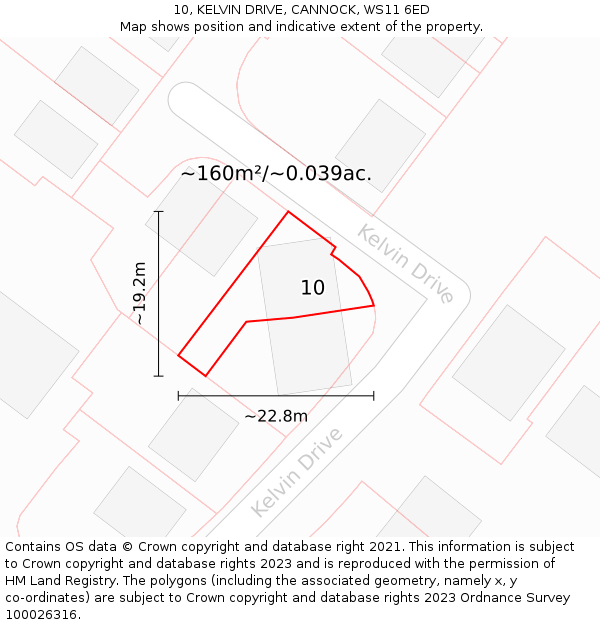 10, KELVIN DRIVE, CANNOCK, WS11 6ED: Plot and title map