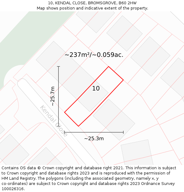 10, KENDAL CLOSE, BROMSGROVE, B60 2HW: Plot and title map