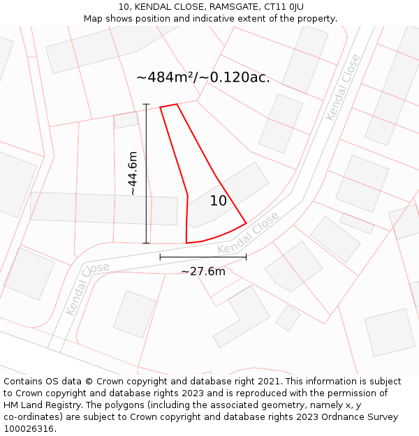 10, KENDAL CLOSE, RAMSGATE, CT11 0JU: Plot and title map