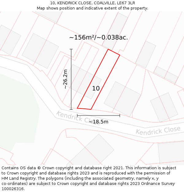 10, KENDRICK CLOSE, COALVILLE, LE67 3LR: Plot and title map