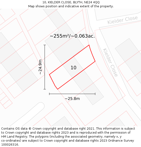 10, KIELDER CLOSE, BLYTH, NE24 4QQ: Plot and title map