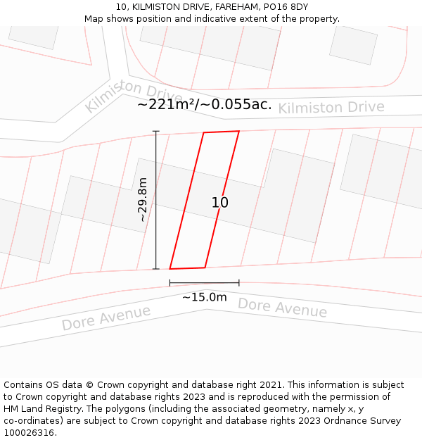 10, KILMISTON DRIVE, FAREHAM, PO16 8DY: Plot and title map