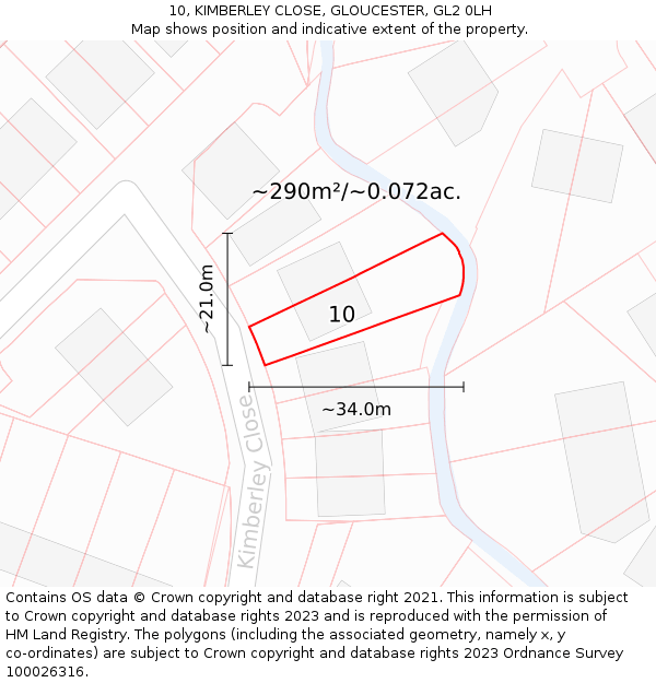 10, KIMBERLEY CLOSE, GLOUCESTER, GL2 0LH: Plot and title map