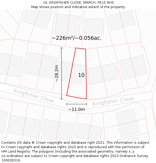 10, KINGFISHER CLOSE, MARCH, PE15 9HS: Plot and title map