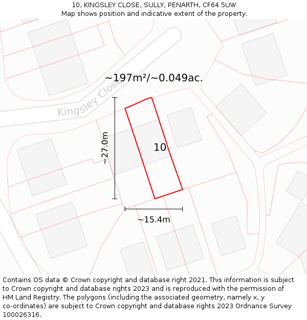 10, KINGSLEY CLOSE, SULLY, PENARTH, CF64 5UW: Plot and title map