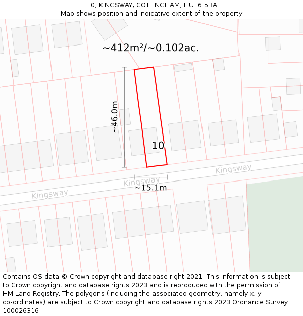 10, KINGSWAY, COTTINGHAM, HU16 5BA: Plot and title map
