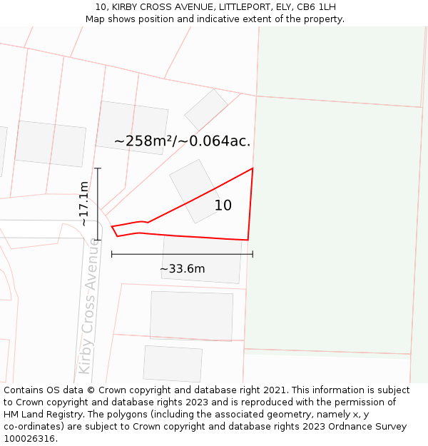 10, KIRBY CROSS AVENUE, LITTLEPORT, ELY, CB6 1LH: Plot and title map