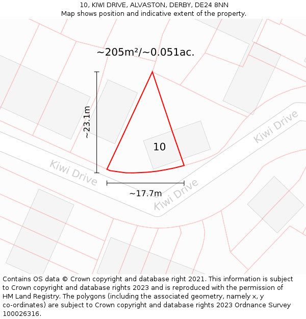 10, KIWI DRIVE, ALVASTON, DERBY, DE24 8NN: Plot and title map