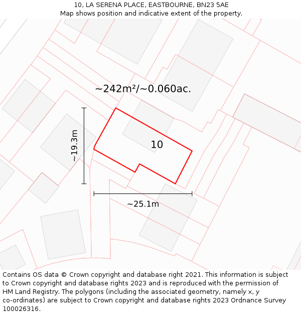 10, LA SERENA PLACE, EASTBOURNE, BN23 5AE: Plot and title map