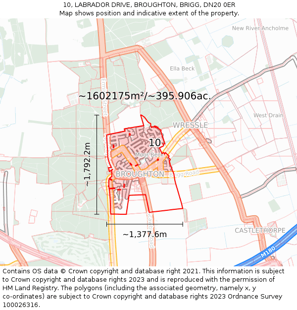 10, LABRADOR DRIVE, BROUGHTON, BRIGG, DN20 0ER: Plot and title map