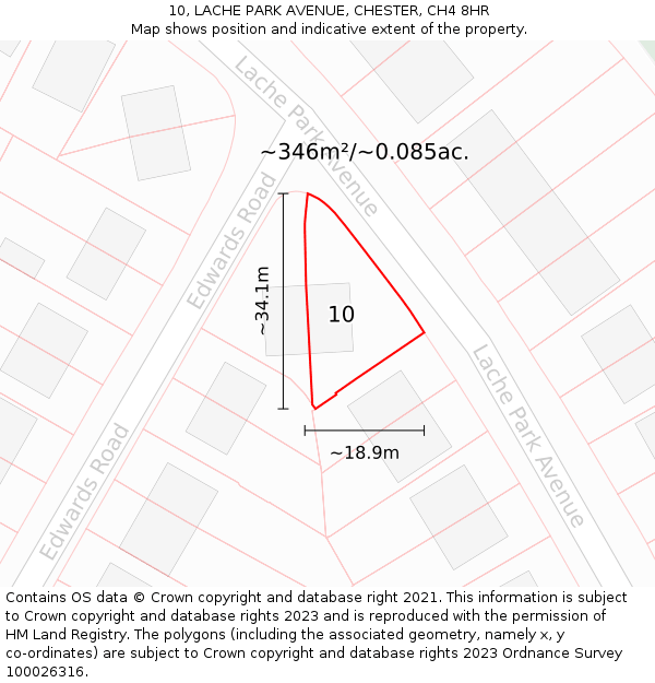 10, LACHE PARK AVENUE, CHESTER, CH4 8HR: Plot and title map