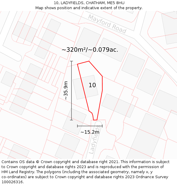 10, LADYFIELDS, CHATHAM, ME5 8HU: Plot and title map