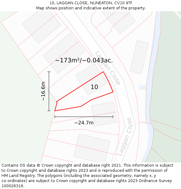 10, LAGGAN CLOSE, NUNEATON, CV10 9TF: Plot and title map