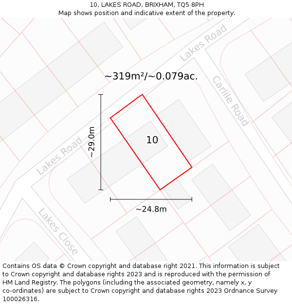10, LAKES ROAD, BRIXHAM, TQ5 8PH: Plot and title map