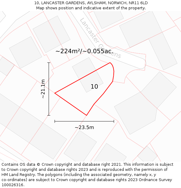 10, LANCASTER GARDENS, AYLSHAM, NORWICH, NR11 6LD: Plot and title map