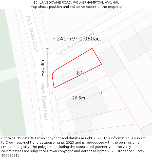 10, LANSDOWNE ROAD, WOLVERHAMPTON, WV1 4AL: Plot and title map