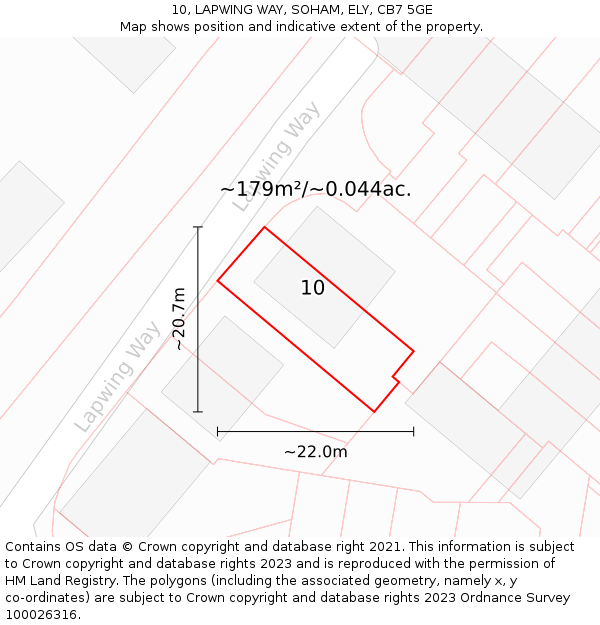 10, LAPWING WAY, SOHAM, ELY, CB7 5GE: Plot and title map