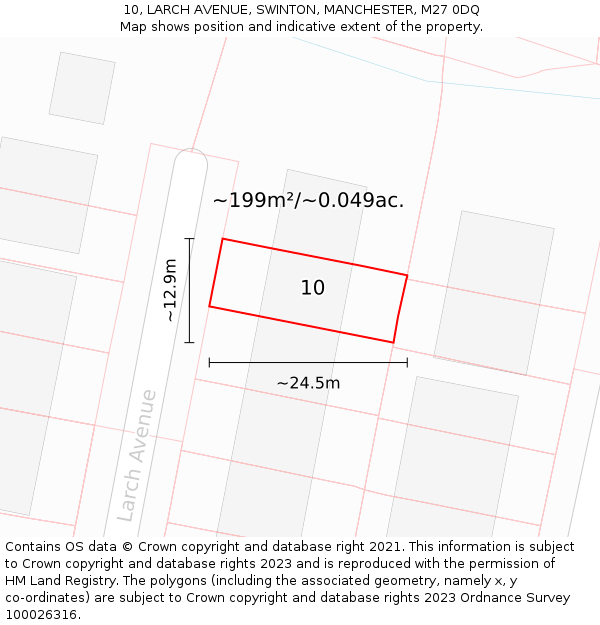 10, LARCH AVENUE, SWINTON, MANCHESTER, M27 0DQ: Plot and title map