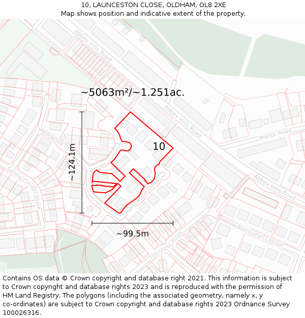 10, LAUNCESTON CLOSE, OLDHAM, OL8 2XE: Plot and title map