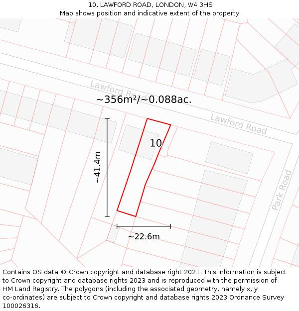 10, LAWFORD ROAD, LONDON, W4 3HS: Plot and title map