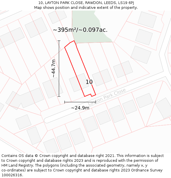 10, LAYTON PARK CLOSE, RAWDON, LEEDS, LS19 6PJ: Plot and title map