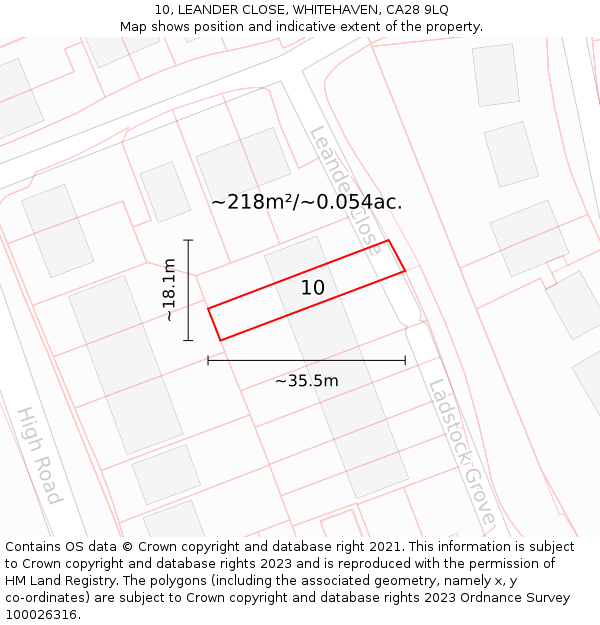 10, LEANDER CLOSE, WHITEHAVEN, CA28 9LQ: Plot and title map