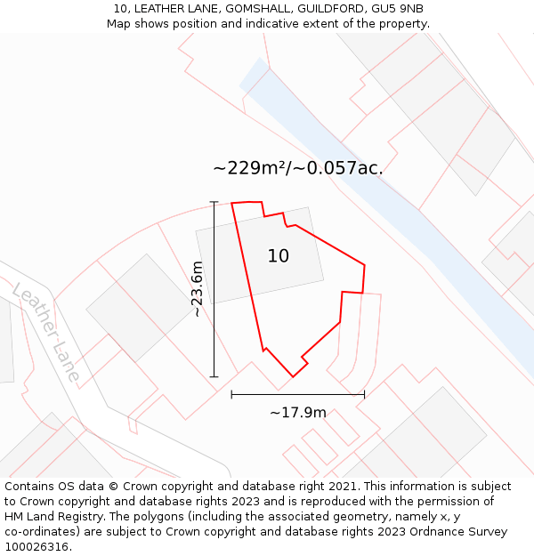 10, LEATHER LANE, GOMSHALL, GUILDFORD, GU5 9NB: Plot and title map