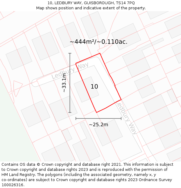 10, LEDBURY WAY, GUISBOROUGH, TS14 7PQ: Plot and title map