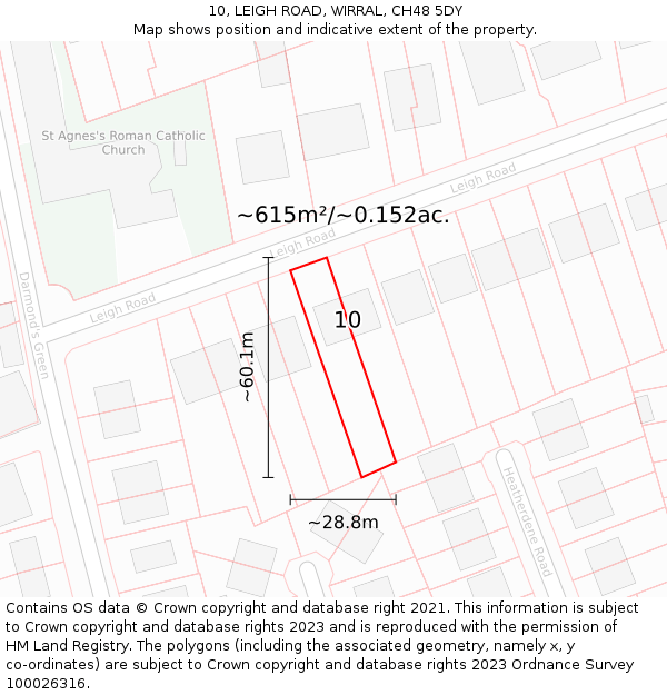 10, LEIGH ROAD, WIRRAL, CH48 5DY: Plot and title map