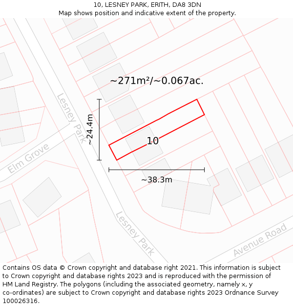 10, LESNEY PARK, ERITH, DA8 3DN: Plot and title map