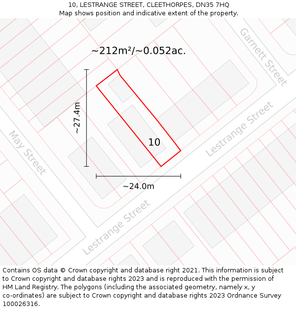 10, LESTRANGE STREET, CLEETHORPES, DN35 7HQ: Plot and title map