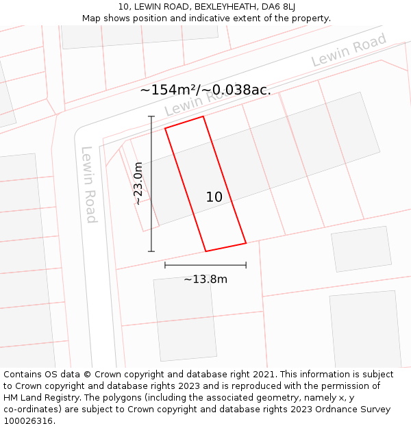 10, LEWIN ROAD, BEXLEYHEATH, DA6 8LJ: Plot and title map
