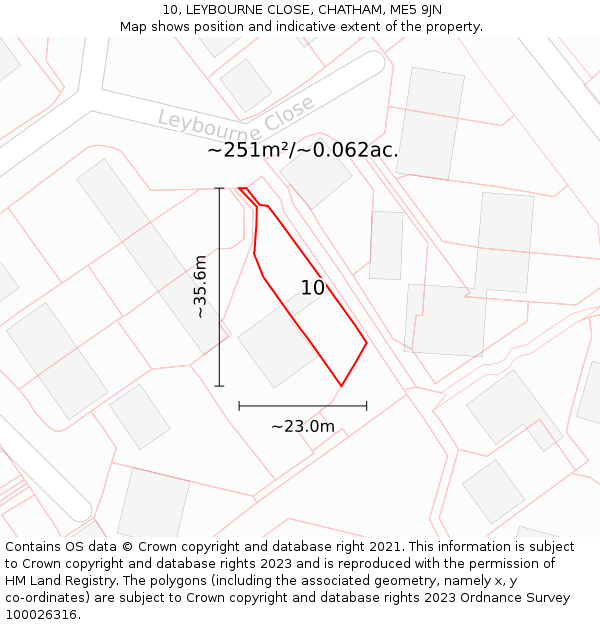 10, LEYBOURNE CLOSE, CHATHAM, ME5 9JN: Plot and title map