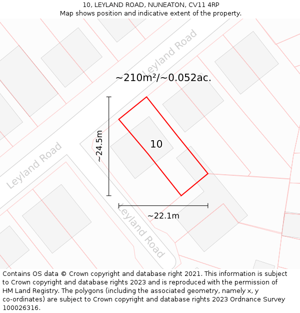 10, LEYLAND ROAD, NUNEATON, CV11 4RP: Plot and title map