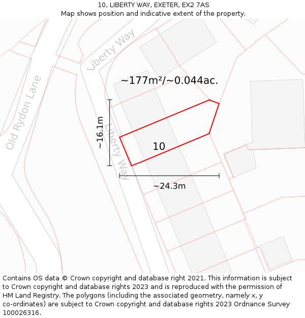 10, LIBERTY WAY, EXETER, EX2 7AS: Plot and title map