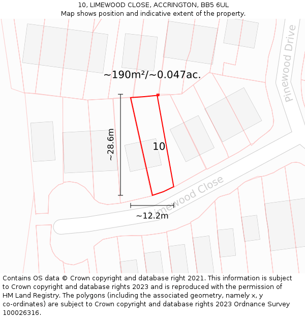 10, LIMEWOOD CLOSE, ACCRINGTON, BB5 6UL: Plot and title map