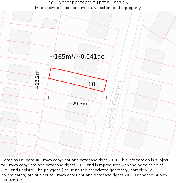 10, LINCROFT CRESCENT, LEEDS, LS13 2JN: Plot and title map