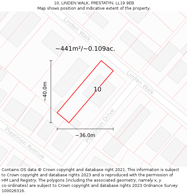 10, LINDEN WALK, PRESTATYN, LL19 9EB: Plot and title map