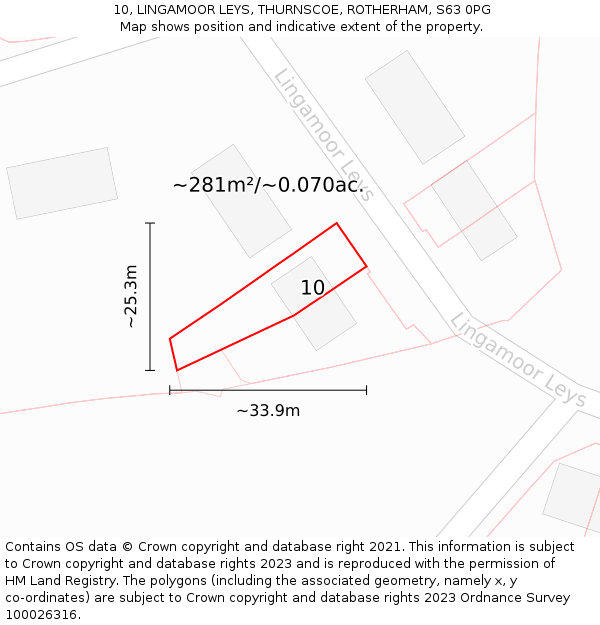 10, LINGAMOOR LEYS, THURNSCOE, ROTHERHAM, S63 0PG: Plot and title map