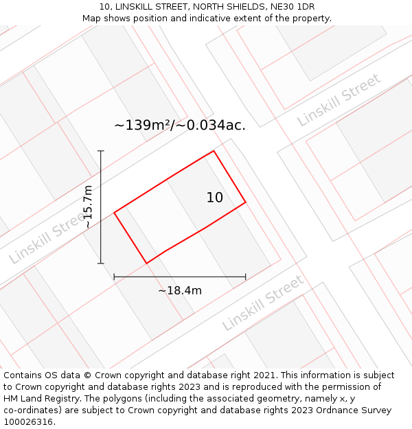 10, LINSKILL STREET, NORTH SHIELDS, NE30 1DR: Plot and title map