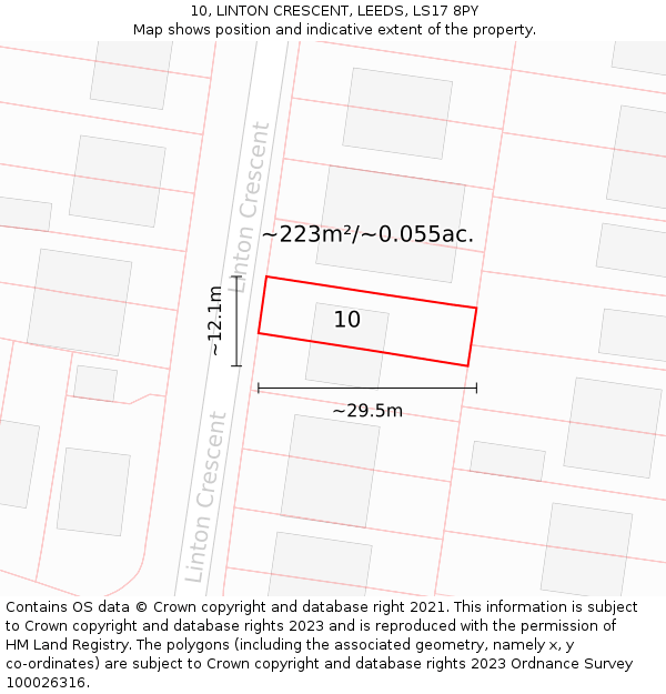 10, LINTON CRESCENT, LEEDS, LS17 8PY: Plot and title map