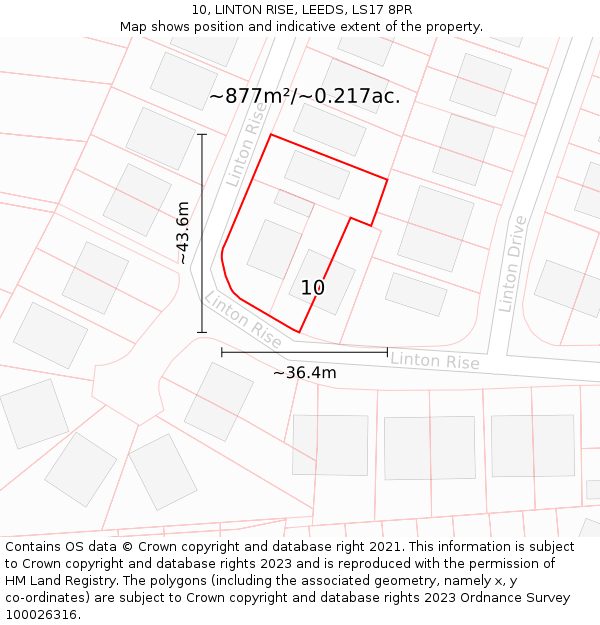 10, LINTON RISE, LEEDS, LS17 8PR: Plot and title map