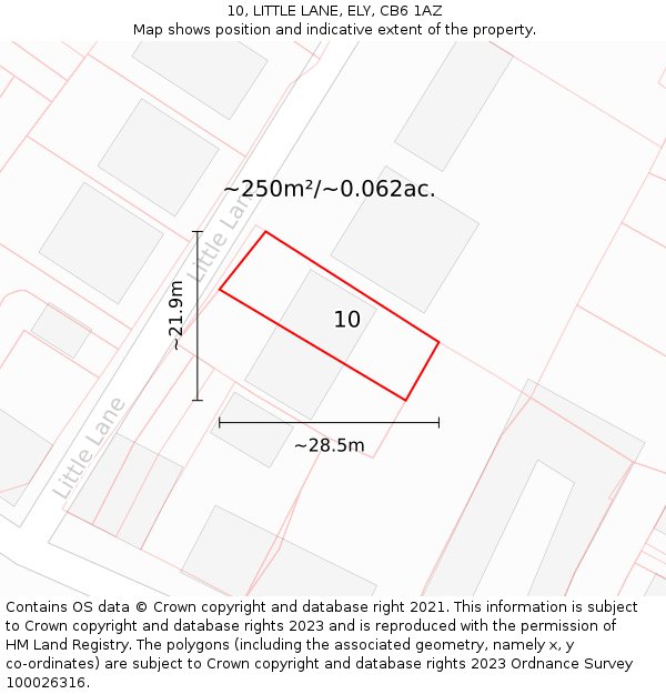 10, LITTLE LANE, ELY, CB6 1AZ: Plot and title map