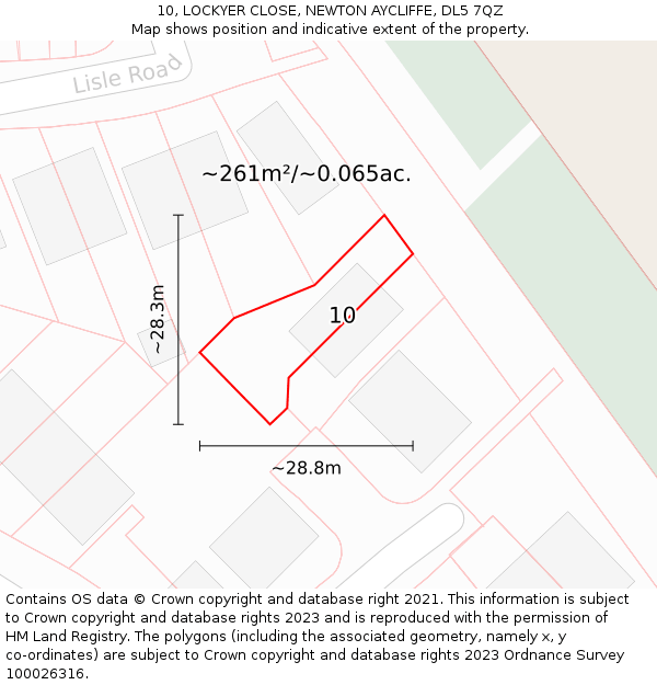 10, LOCKYER CLOSE, NEWTON AYCLIFFE, DL5 7QZ: Plot and title map