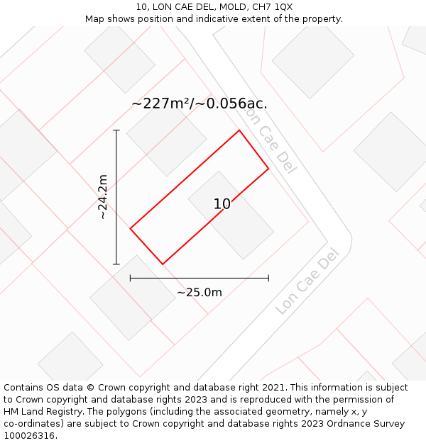 10, LON CAE DEL, MOLD, CH7 1QX: Plot and title map