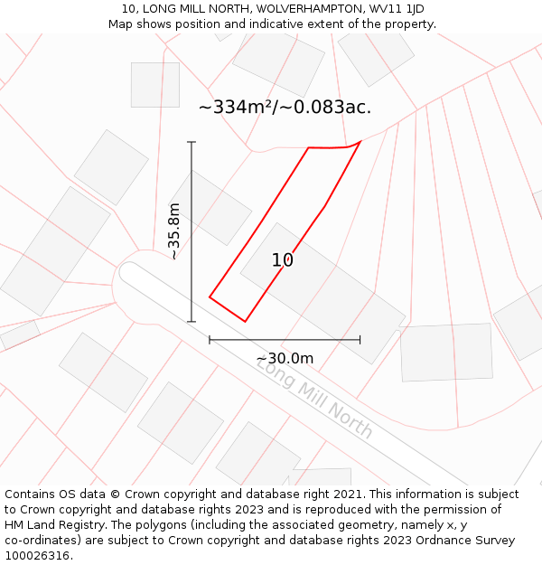 10, LONG MILL NORTH, WOLVERHAMPTON, WV11 1JD: Plot and title map