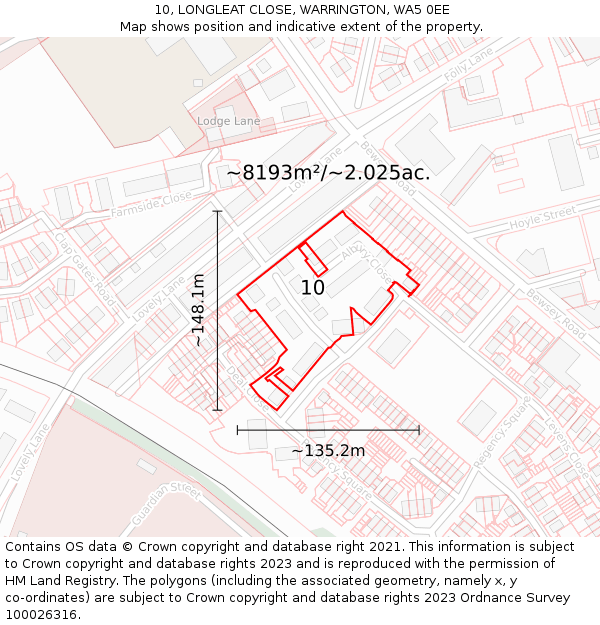 10, LONGLEAT CLOSE, WARRINGTON, WA5 0EE: Plot and title map