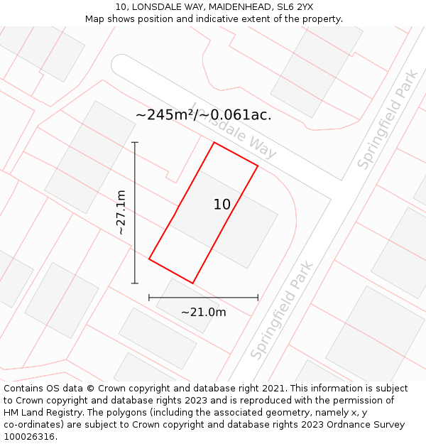 10, LONSDALE WAY, MAIDENHEAD, SL6 2YX: Plot and title map